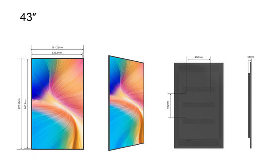 Οθόνες LCD 43 ιντσών 2500cd/M2 Ultra-Thin Window Facing